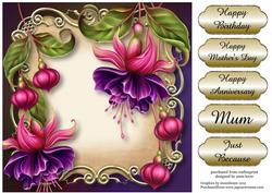Fabulous Fuschias Floral Plaque - Square