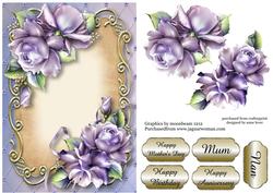 Purple Porcelain Roses Floral Plaque