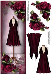 Large Dl Chic Magenta Dress & Roses