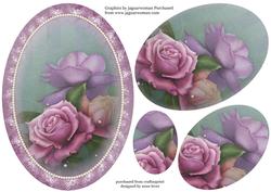 Soft Belle Roses & Pearls Oval Pyramid Topper