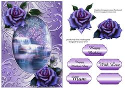 Beautiful Purple Roses at the Waterfall