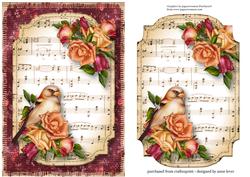 Joy Roses Bird Sheet Music Plaque
