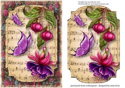 Fuschias & Butterflies Sheet Music Plaque
