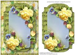 Yellow English Roses Sheet Music Plaque