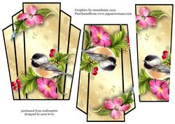 Art Deco Bird Stacker - Pretty Bird & Pink Flowers