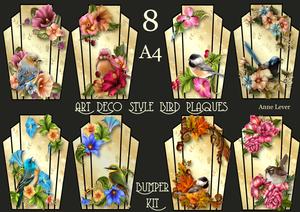 8 A4 Art Deco Style Bird Plaques Bumper Kit
