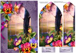 Arched Scene Stacker - Pretty Pansies