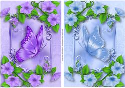 Purple and Blue Flowers & Flutters Toppers
