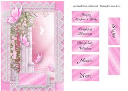 Pink Lace Butterflies and Dove