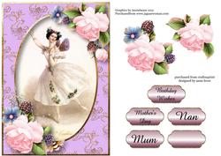 Vintage Ballerina & Pink Roses