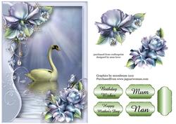 Serene Swan with Porcelain Roses