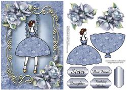 Fabulous Fifties Floral Swing - Soft Blue Roses
