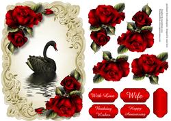 Black Swan & Red Roses, Shaped Topper