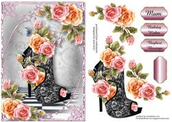 Stunning Shoes - Peeptoe Stiletto - Rosy Glow Roses