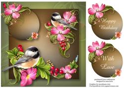 Pretty Pink Flowers and Birds