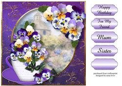 Pretty Pansies in a Teacup