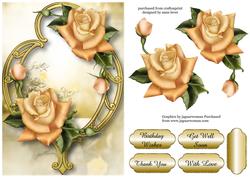 Yellow Edwardian Roses & Golden Frame