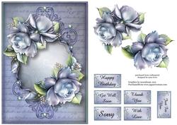 Beautiful Blue Roses and Script Frame