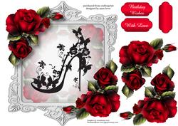 Red Roses & Silhouette, Shaped Topper