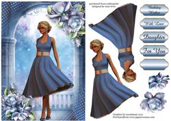 Blue Polka Dot Dress & Pretty Porcelain Roses