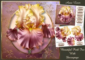 Beautiful Pink Iris with Decoupage