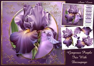 Gorgeous Purple Iris with Decoupage