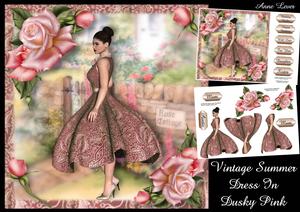 Vintage Summer Dress in Dusky Rose