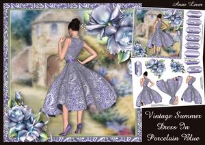 Vintage Summer Dress in Porcelain Blue