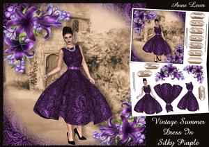 Vintage Summer Dress in Silky Purple
