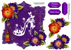 Wild Roses & White Silhouette, Shaped Topper