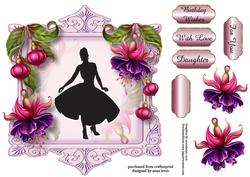 Fabulous Fuschias & Fifties Silhouette, Shaped Topper