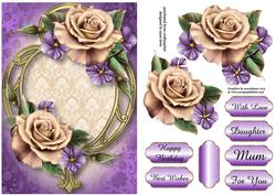 Champagne and Purple Roses & Golden Frame