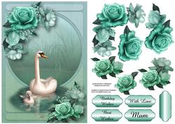 Blue Swan Song with Decoupage