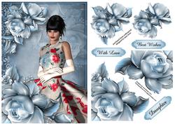 Vintage Beauty with Beautiful Blue Roses