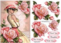 Vintage Beauty with Pink Edwardian Roses