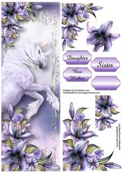 Large Dl Majestic Unicorn & Purple Lilies