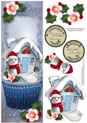 Large Dl Snowman Christmas Cupcake