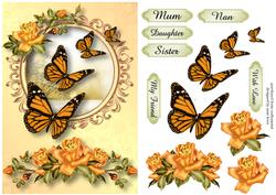 Pretty Peach Roses and Butterflies