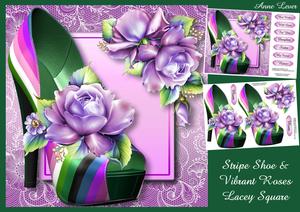 Fabulous Stripe Shoe & Vibrant Roses Lacey Square