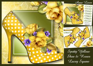 Spotty Yellow Shoe & Roses Lacey Square