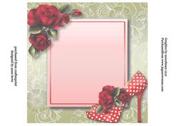 Insert for Spotty Red Shoe & Roses Lacey Square