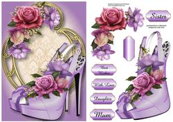 Beautiful Belle Roses Slingbacks on Golden Frame