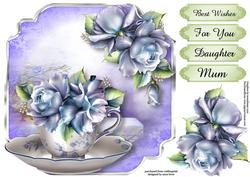 Teacup, Saucer & Porcelain Roses - Shaped Topper