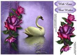 Twilight Roses Swan Reflection
