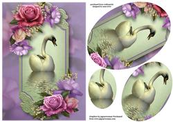 Belle Roses Swan Reflection Oval Pyramid