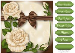 Cream Roses & Bow Quick Topper