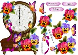 Fabulous Floral Clock Shaped Topper - Pansies
