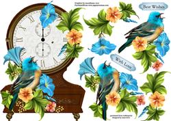 Fabulous Floral Clock Shaped Topper - Bluebird