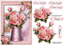 Pretty Pink Roses Water Jug