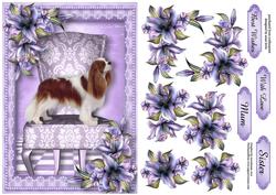 Cavalier King Charles Spaniel & Purple Lilies